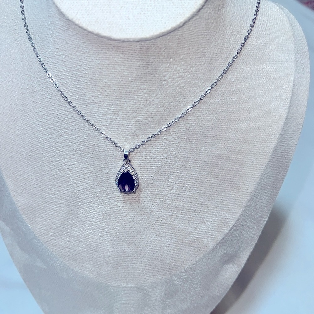 Huitan Waterdrop Purple CZ Pendant Necklace NWOT